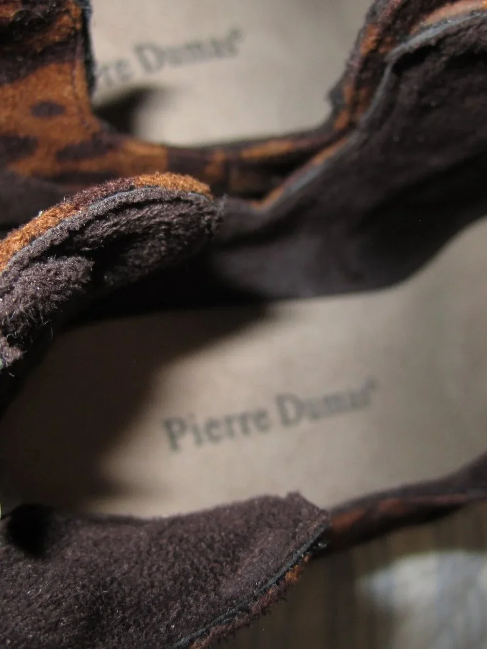 Pierre Dumas Dark Brown Suede Ankle Booties with Leopard Trim